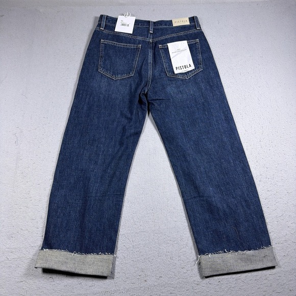 Pistola Kacey Jeans Womens 27 Blue Mid Rise Cuffed Relaxed Boyfriend Denim Pants - Picture 11 of 12